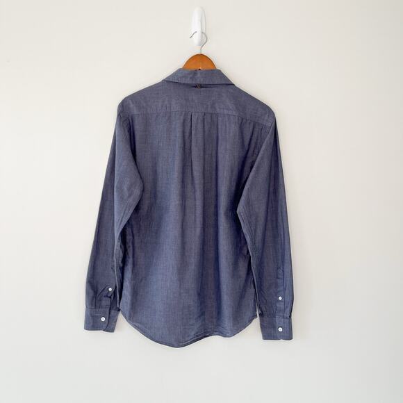 Billy Reid MSL 1-Pocket Detail Blue Cotton Button Down Shirt, Size Small - Picture 4 of 13